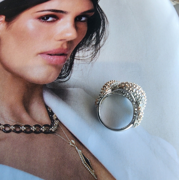 925 Sterling Silver Jewelry - Elegant Gold and Silver Ring.925 STERLING SILVER size 6.5